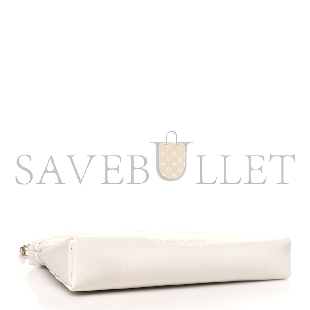 Ch*el master shiny crumpled calfskin quilted nano 31 shopping bag white (20*17.5*3.5cm)